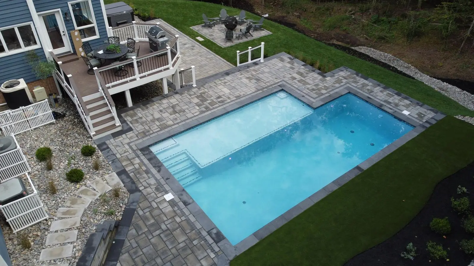 Fiberglass pool with patio deck in Stafford County Virginia