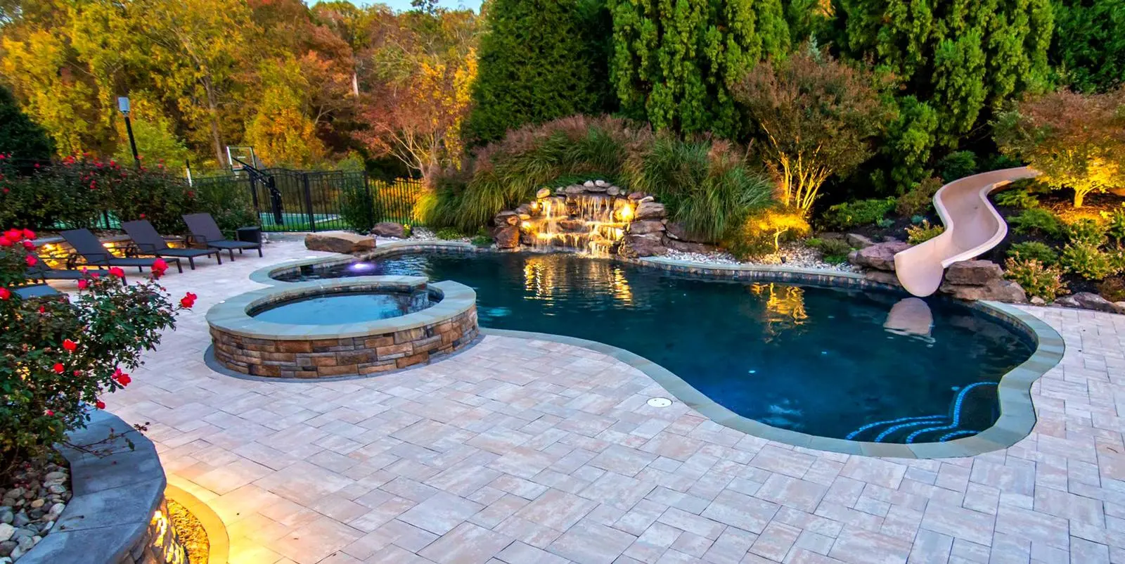 Inground pool with stone coping in Northern Virginia